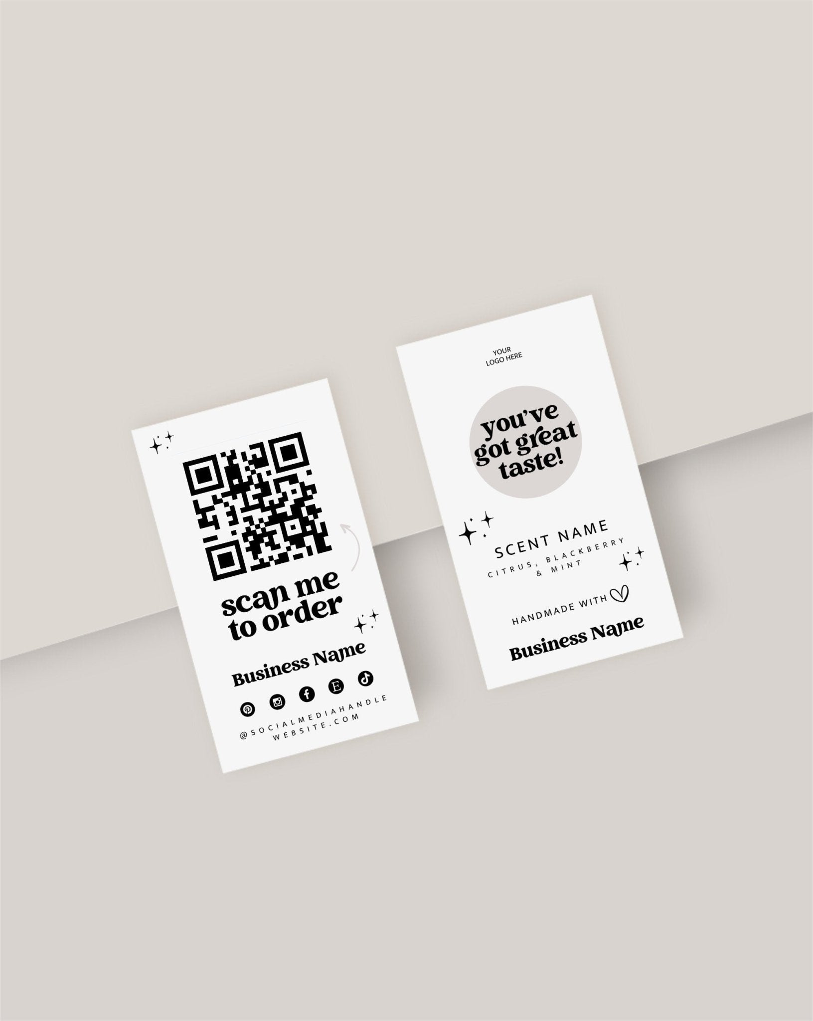 Retro Candle Scent Sampler Business Card with QR Code Canva Template | Dani - Trendy Fox Studio