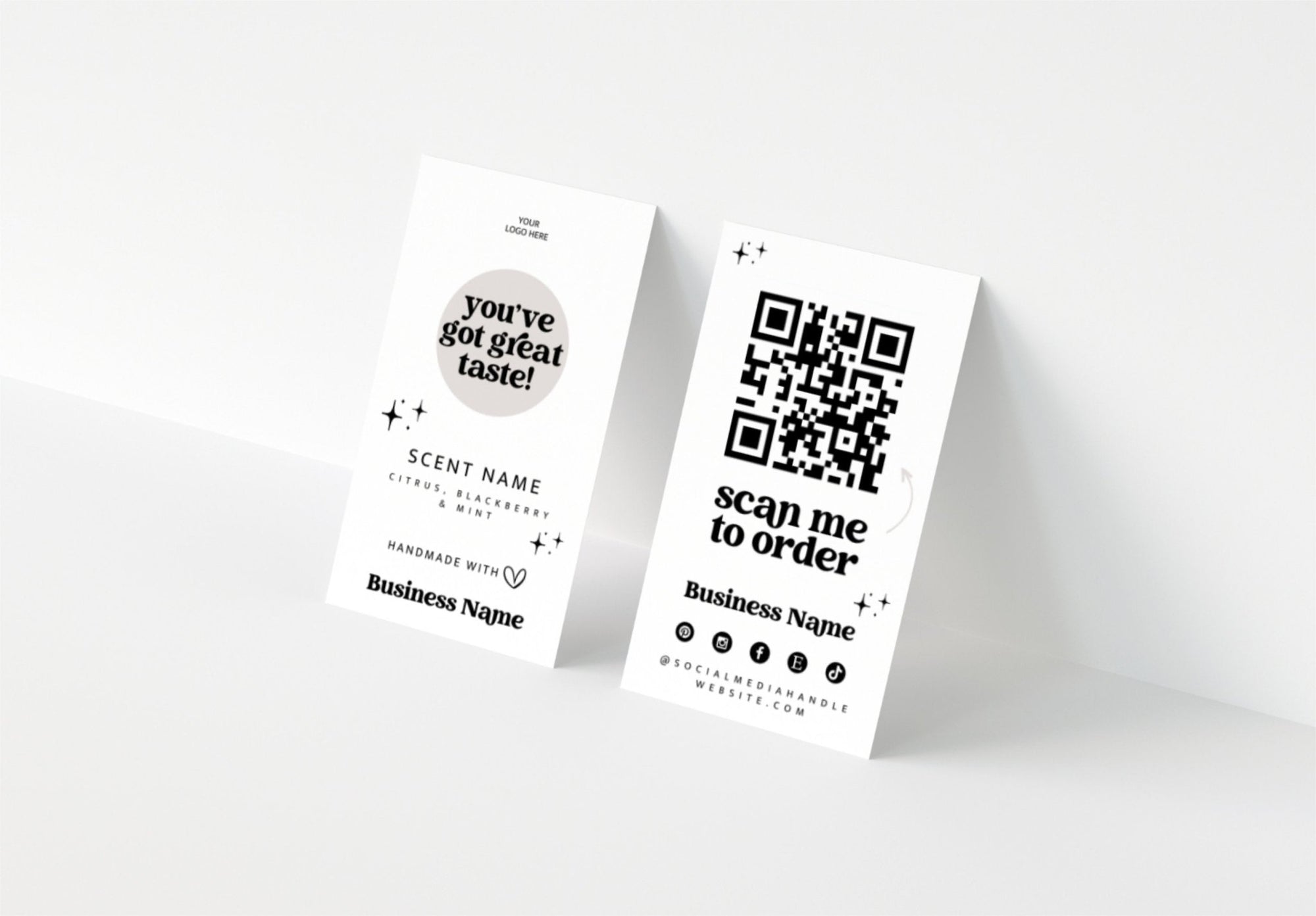 Retro Candle Scent Sampler Business Card with QR Code Canva Template | Dani - Trendy Fox Studio
