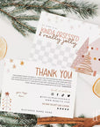 Retro Christmas Business Thank You Card Canva Template | Seasonal Boho Checkered Thank You - Trendy Fox Studio