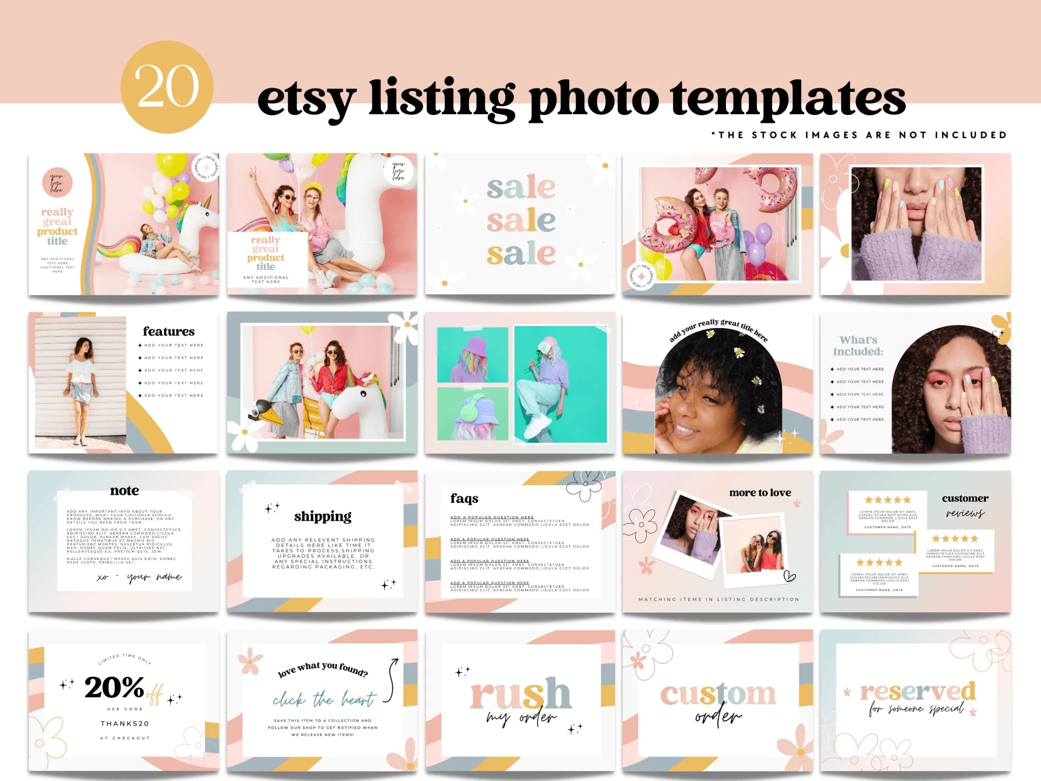 Retro Etsy Shop Branding Kit Canva Template | Etsy Banner, Listing Photos, Icon | Dani - Trendy Fox Studio