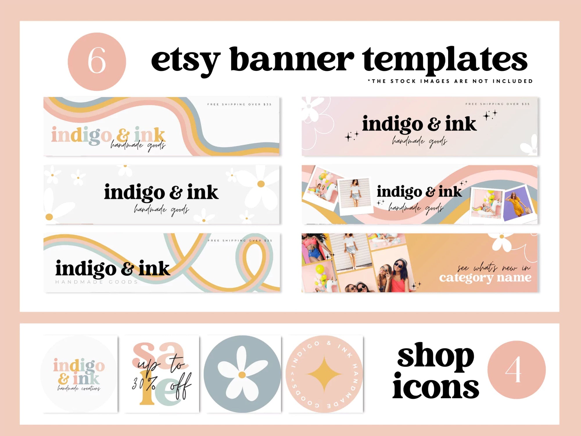 Retro Etsy Shop Branding Kit Canva Template | Etsy Banner, Listing Photos, Icon | Dani - Trendy Fox Studio