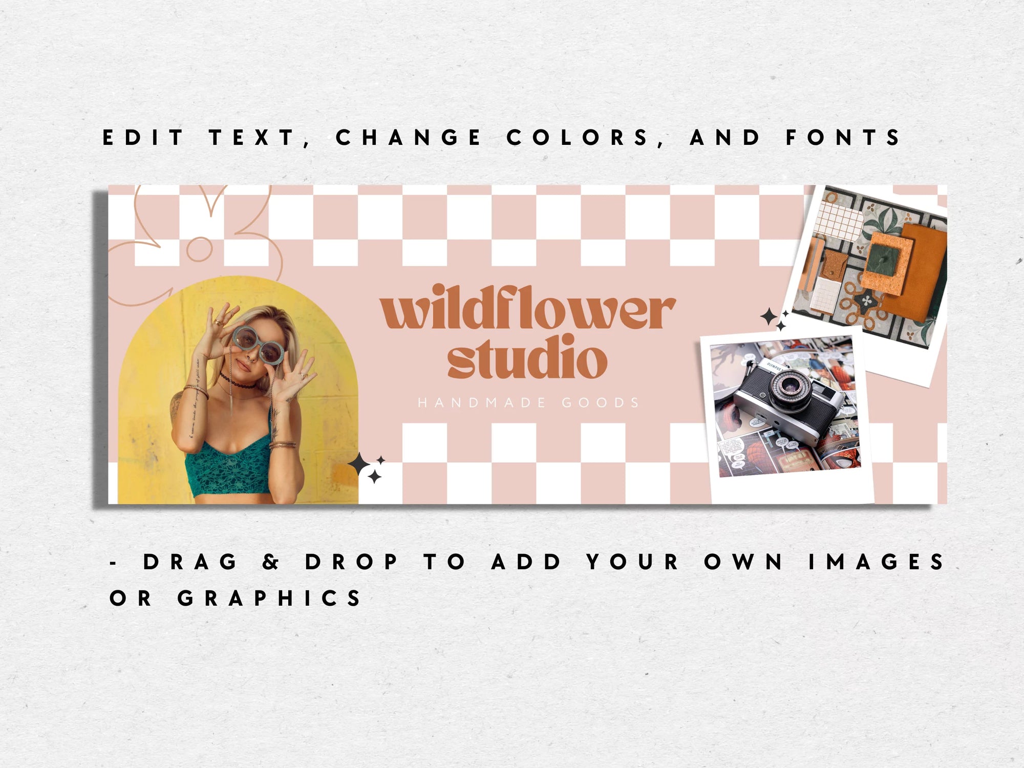 Retro Groovy Facebook Cover Branding Set Canva Template | Pixie - Trendy Fox Studio