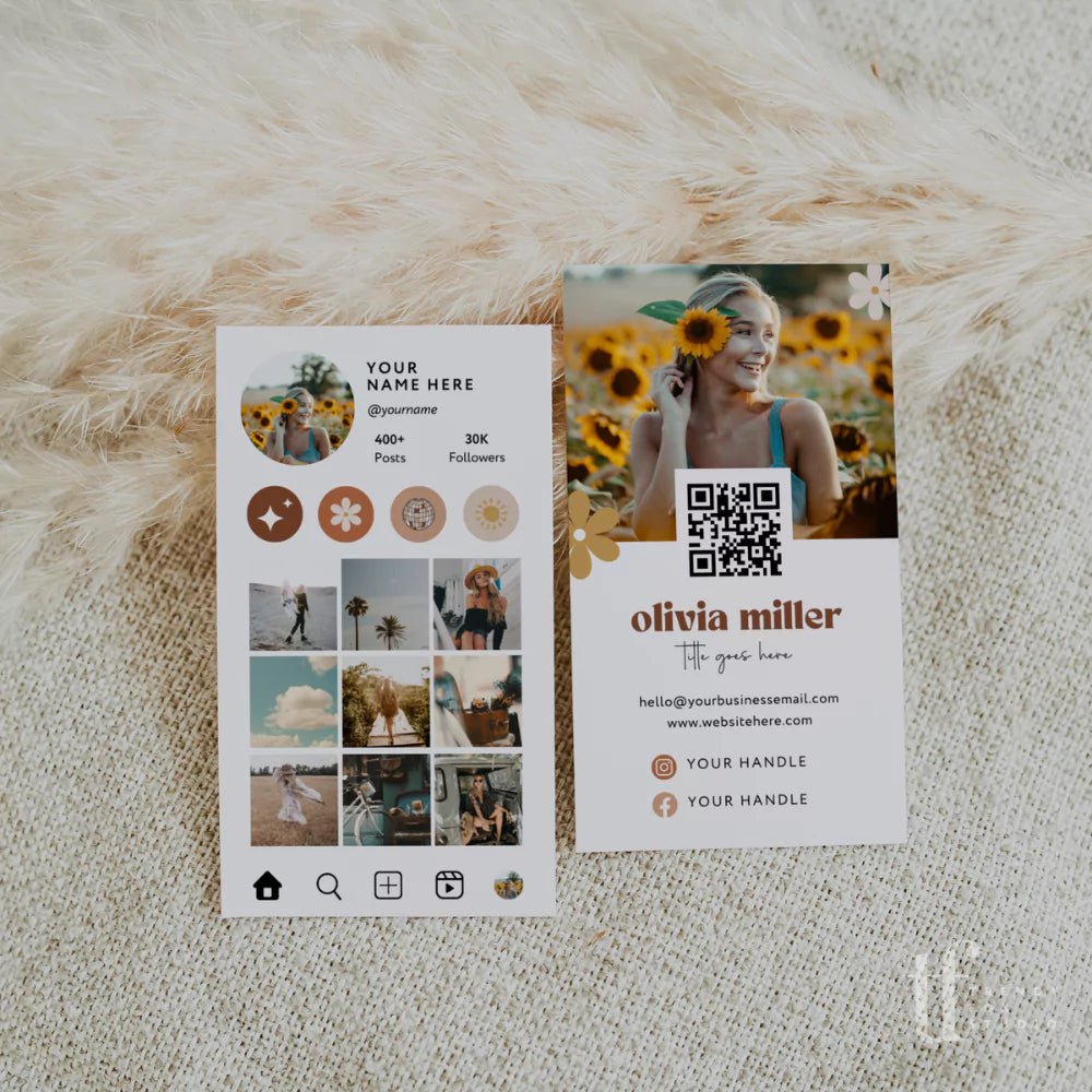 Retro Instagram Style Business Card Canva Template | Pixie - Trendy Fox Studio
