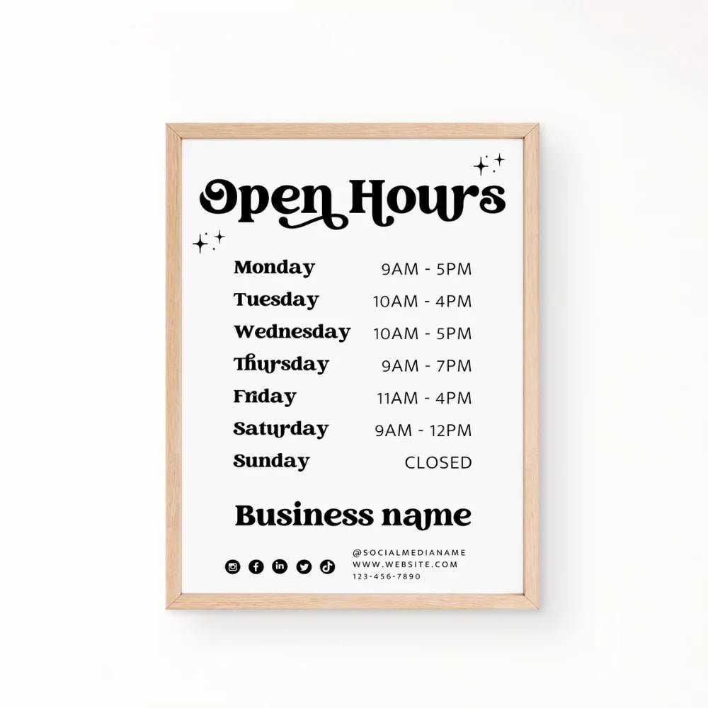 Retro Open Hours, Business Hours Sign Canva Template | Dani - Trendy ...