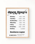 Retro Open Hours, Business Hours Sign Canva Template | Dani - Trendy Fox Studio