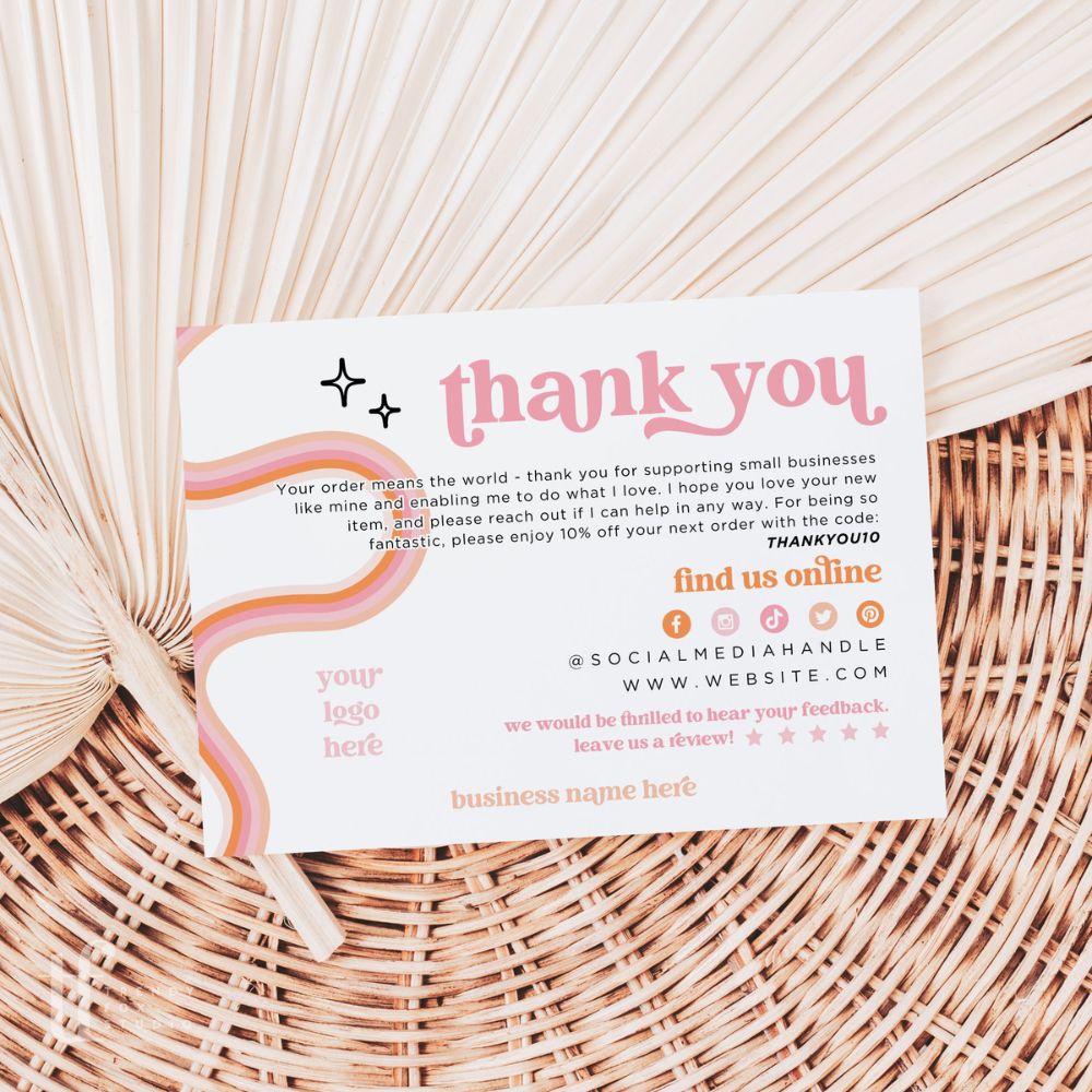 Retro Pastel Pink Business Thank You Card Canva Template | Lark - Trendy Fox Studio