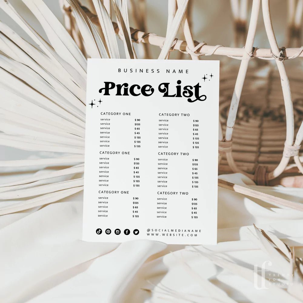 Retro Price List Sign & Scan to Pay Sign Canva Template | Dani - Trendy ...