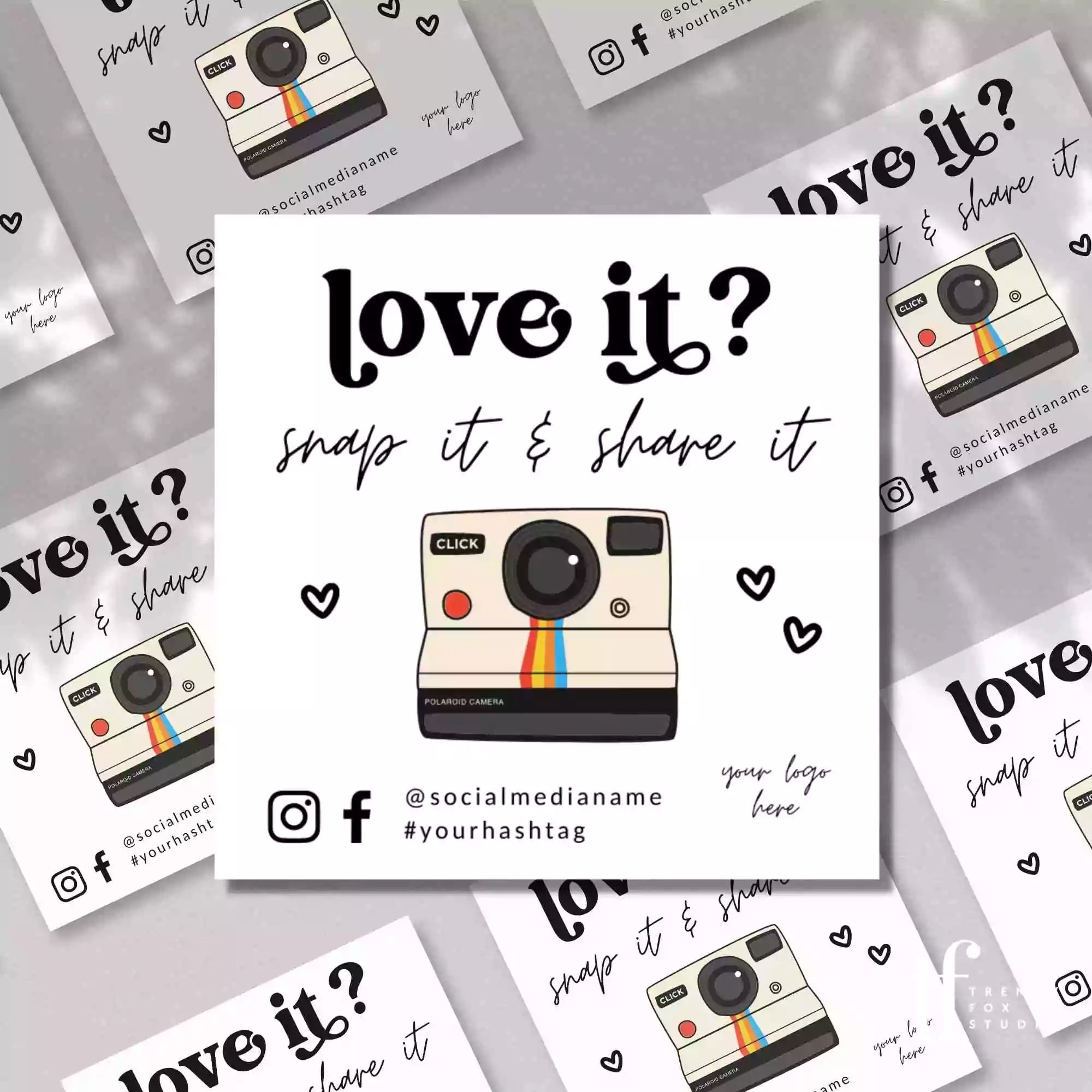 Retro Snap and Share Social Media Card Canva Template | Dani - Trendy Fox Studio