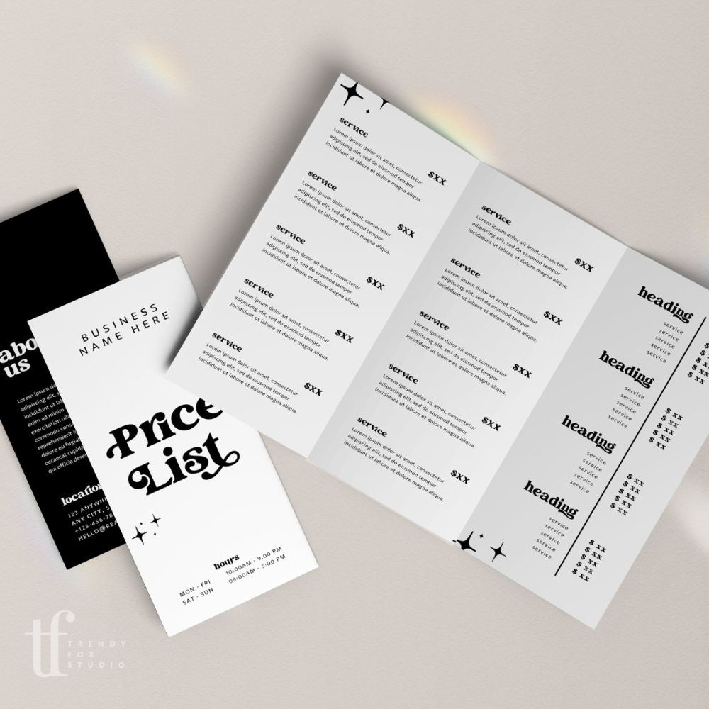 Retro Tri Fold Price List Brochure Rack Card Price Menu Canva Templa Retro Tri Fold Price List Brochure Rack Card Price Menu Canva Templa