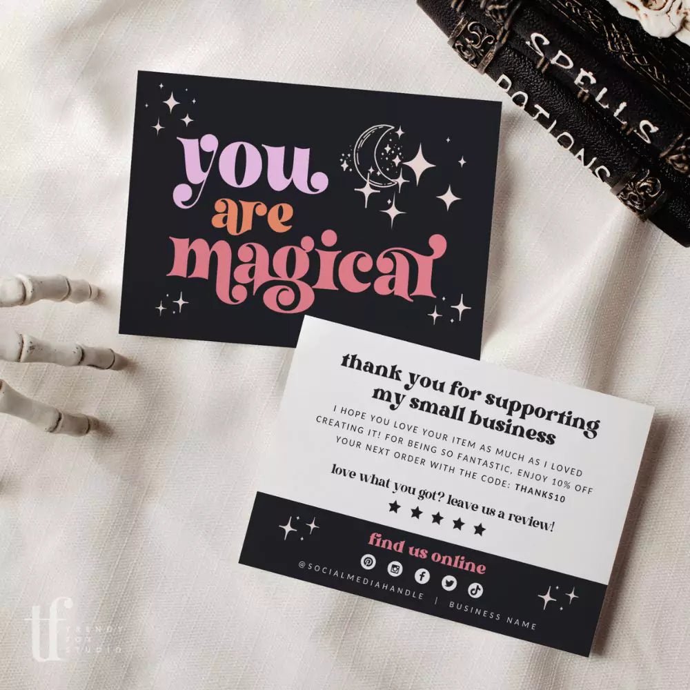 Retro You Are Magic Business Thank You Card Canva Template | Ace - Trendy Fox Studio