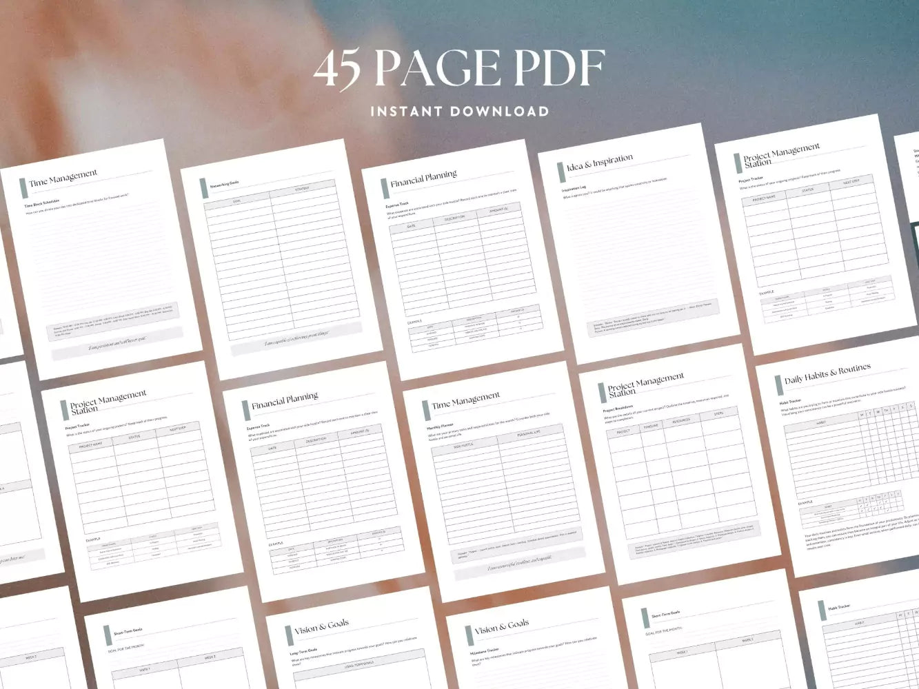 Side Hustle Workbook & Planner - Printable Business Planner, Passive Income Workbook - Trendy Fox Studio