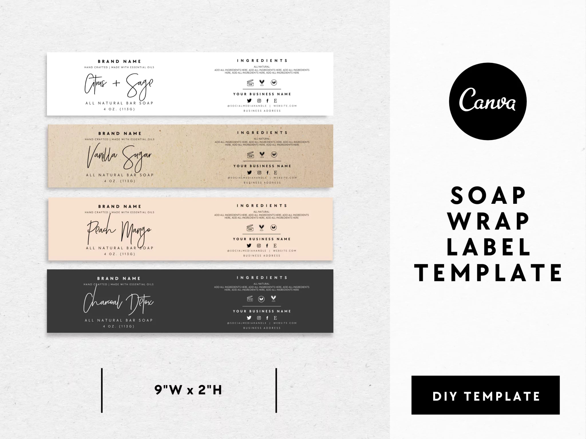 Soap Bar Wrap Label Canva Template | Dusk - Trendy Fox Studio