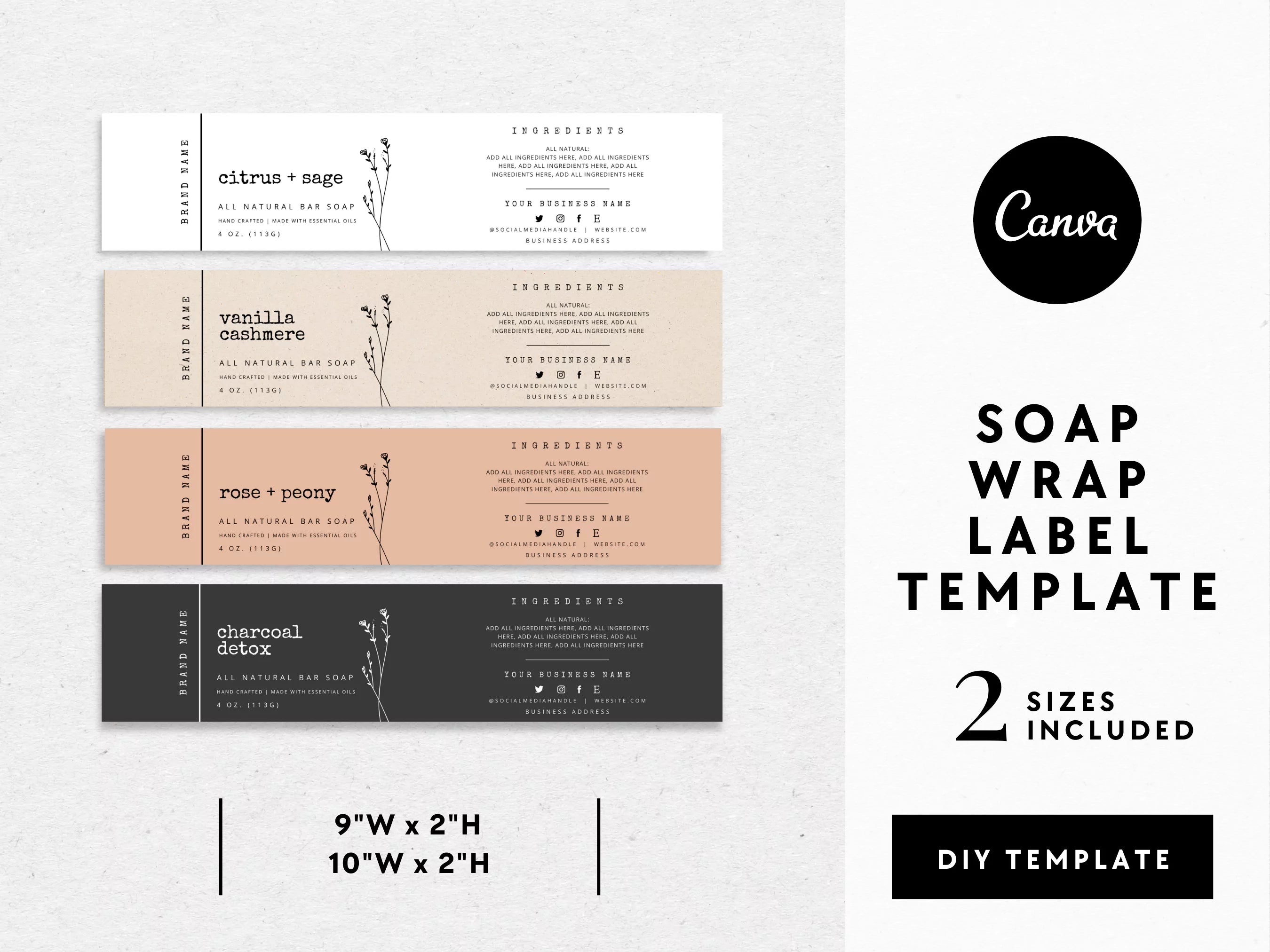 Soap Bar Wrap Label Canva Template | Landry - Trendy Fox Studio