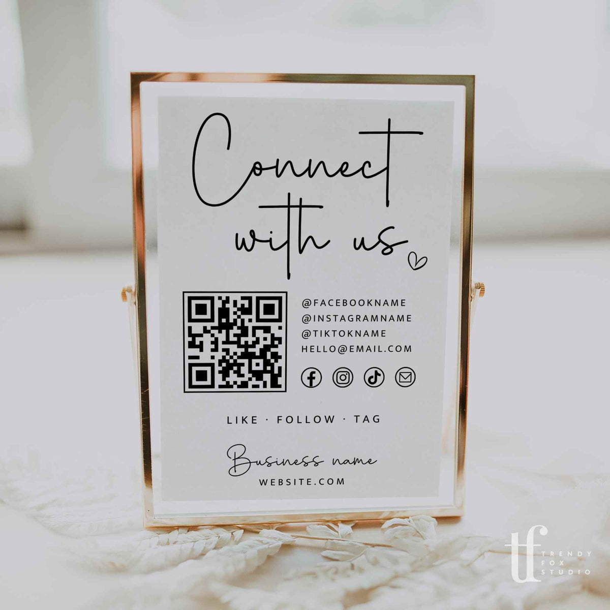 Connecte Sign Social Media Connect With Us Sign Canva Template | Blair - Trendy Fox ...