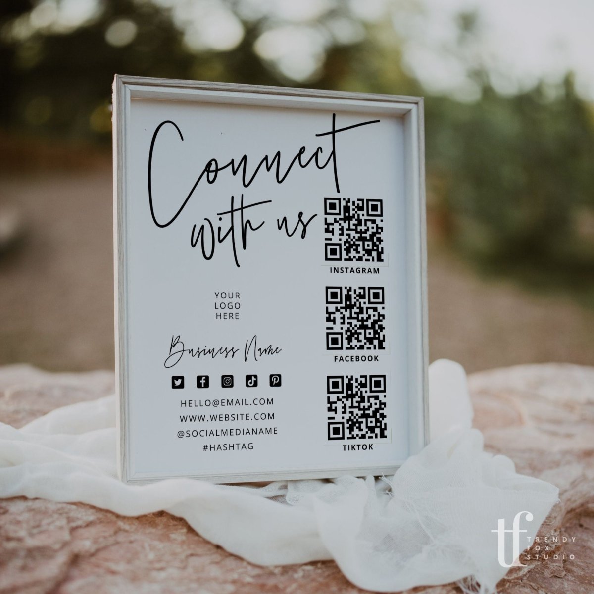 Social Media Connect With Us Sign Canva Template | Skye - Trendy Fox Studio