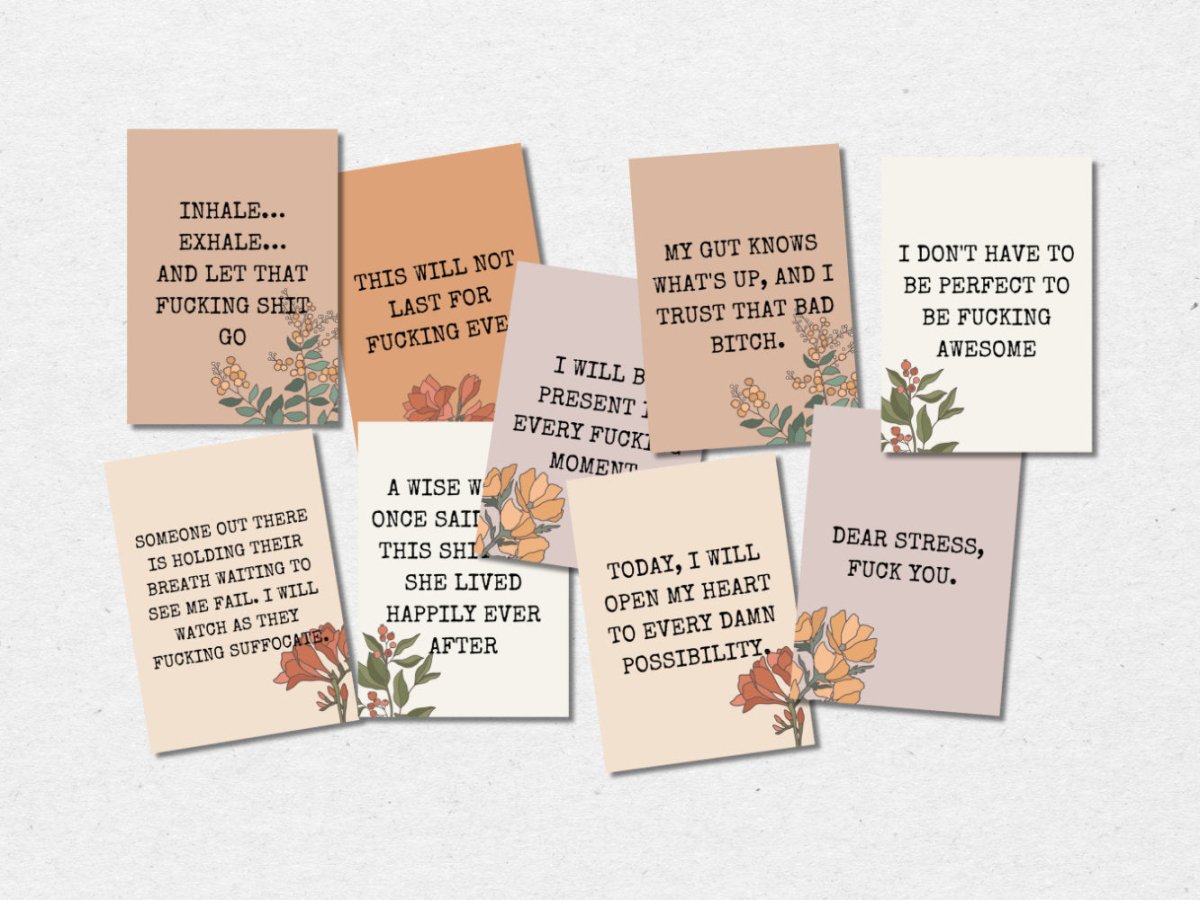 Sweary Affirmation Card Printable, Irreverent Fun Affirmation Deck, Funny Motivational Maybe Swearing Will Help Encouragement Part 1 - Trendy Fox Studio