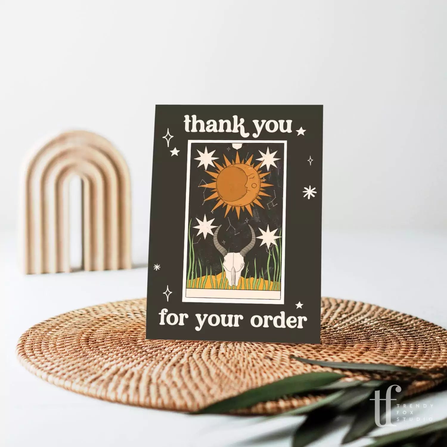 Tarot Desert Sun Moon Business Thank You Card Canva Template | Tori - Trendy Fox Studio