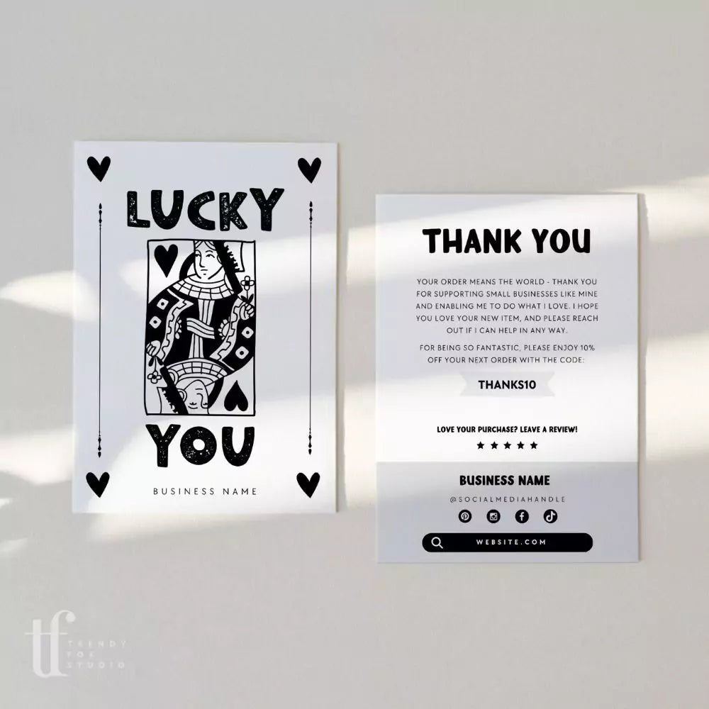 Trendy Playing Card Business Thank You Card Canva Template - Trendy Fox Studio