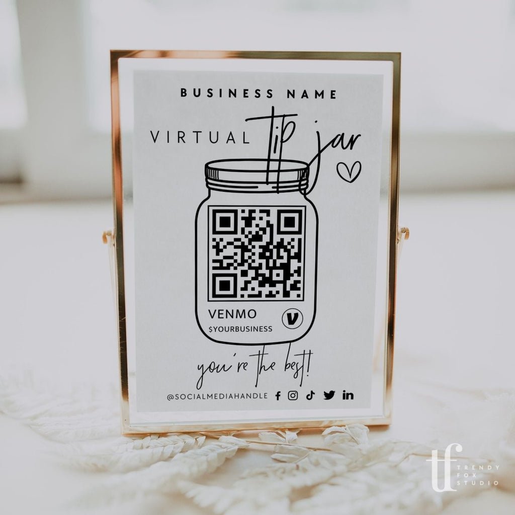 Virtual Tip Jar QR Code Sign Canva Template Dusk Trendy Fox Studio virtual-tip-jar-qr-code-sign-canva-template-dusk-trendy-fox-studio