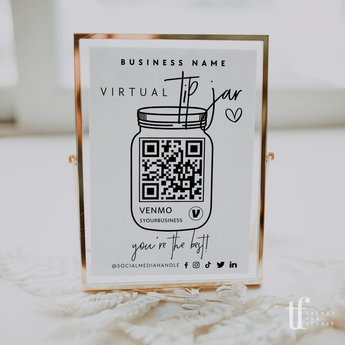 Virtual Tip Jar QR Code Sign Canva Template Dusk Trendy Fox Studio virtual-tip-jar-qr-code-sign-canva-template-dusk-trendy-fox-studio