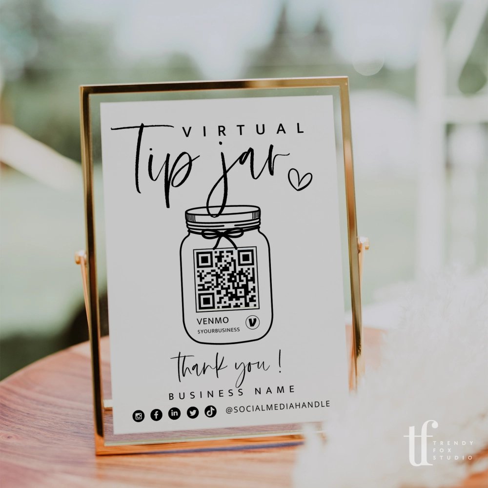 Virtual Tip Jar Sign Canva Template | Gwen - Trendy Fox Studio